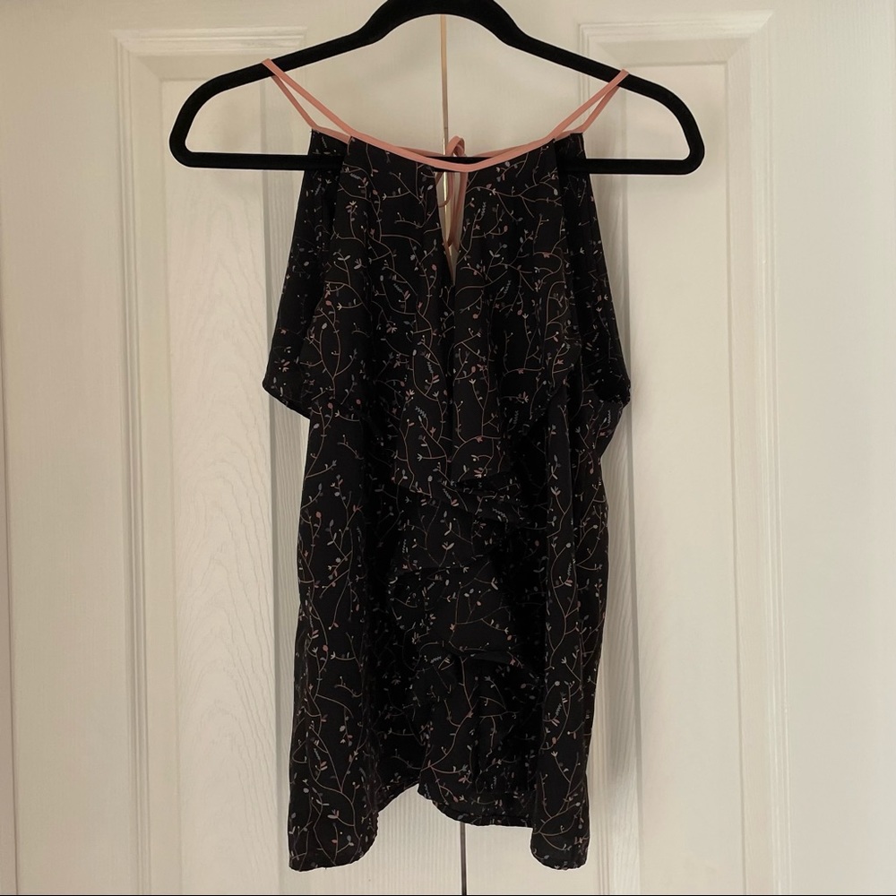Lulus Navy Floral Tank Top Size M